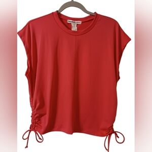 NEW WOMENS SWEET RAIN HOT PINK CROPPED SLEEVELESS BLOUSE W/TIES